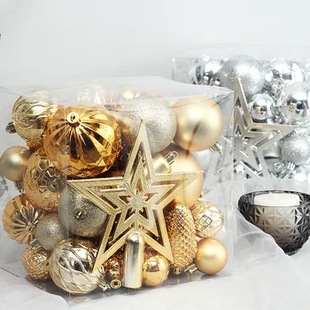 45шт Коледно Дърво Звездна топка Набор от Бижута Коледни Окачени Коледни Висулки 2024 Подарък За Нова Година Noel Навидад Home Party Decor