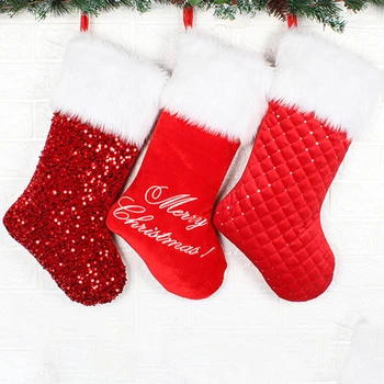Весели Коледни чорапи, Чанта украса за Коледната елха, Коледен подарък, чанта за бонбони, сладки плат с няколко стилове за избор