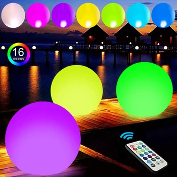 Дистанционни плаващи светлини за басейна 16 цвята, Открит Плувен led топка, Водоустойчив Светлина за косене на трева, Играчка за басейна, Езерото, Парти, Декорация на градината
