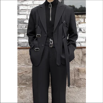 S-6XL!2023 Пролетно-есенен костюм за почивка, сако, мъжко разширено уличен свободен малък костюм, корейската версия, тенденция