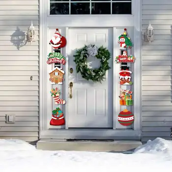За многократна употреба Вратите Висящи Украси Празнични Коледни Вратите Двустишия Украса, Дядо Коледа, Елен Отглеждане на Снежен човек Подарък Кутия за