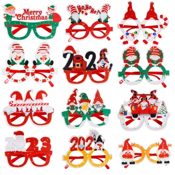 Коледна украса 2023 Рамки за очила Дядо коледа, Снежен човек Точки За Възрастни и Деца Коледни подаръци Коледа интериор 2024 Нова Година Ноел Навидад
