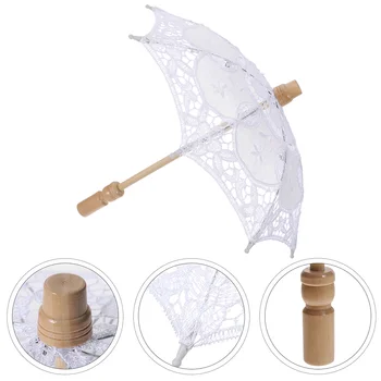 2 броя, бял чадър с дантелен завършек, Декоративен Чадър за танци за момичета, Сватбен Дървена Фестивал, детски