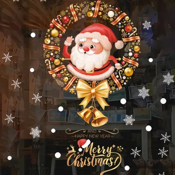 2024 Коледни Коледни стикери Дядо Коледа, Снежен човек Коледно дърво Етикети в прозореца Забавни Коледни декорации за дома Навидад 2023