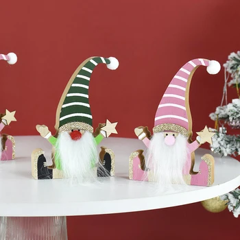 Коледна декорация с Дървени Джуджетата на Дядо Коледа и Коледни игри на декорация за дома Работния плот Коледа Навидад Noel Нов 2024 година