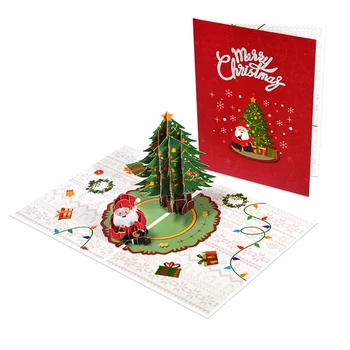3D Коледна поздравителна картичка с креативни възрастните хора и пощенска картичка M6CE