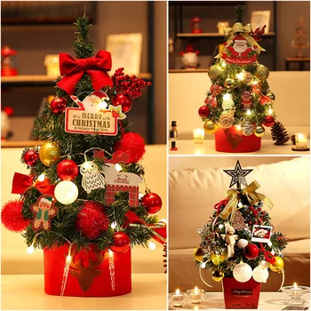 Мини Коледно дърво, Коледна декорация, Трайни коледни фигурки за подарък на приятел на семейството, съсед, Мини-декорация за Коледната елха