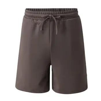 Мъжки къси панталони свободно, намаляване, мъжки плажни шорти с дължина до коляното с еластичен колан и джобове дантела прозорци, ежедневни спортни шорти за лятото, Летните
