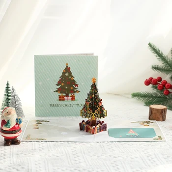 3D изскачащи поздравителни картички с Коледна елха, покани за парти, Подаръци, Коледна картичка, Годишнина подаръци, пощенска Картичка