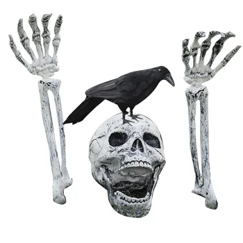 Реалистични забожда с виртуален скелет и Овца на Хелоуин, украса за тревата на кол, декорация за градината с виртуален скелет на Хелоуин
