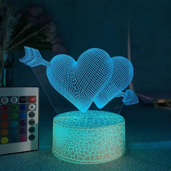 Висококачествен 3D лека нощ Throughheart, налобный фенер за спални, Творчески щекер, Топло подарък Мечти