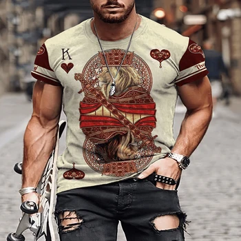 Летни Модни Нови тениски с образа на животното Лъв, Мъжки ежедневни ризи с принтом личност, блузи в стил хип-хоп harajuku с кръгло деколте и къс ръкав