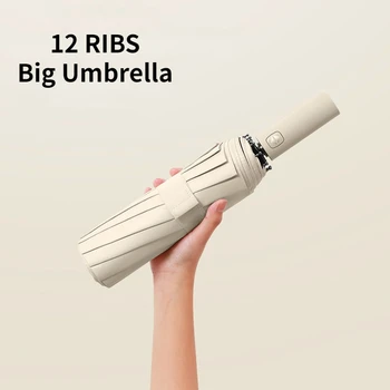 Силен дъжд 12 Напълно автоматичен И ветроустойчивый чадър с Диаметър 108 см, Голям сгъваем чадър с увеличение на бомбетата Bumbershoot