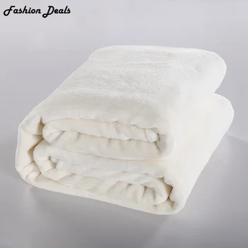 Кралски размер 200x230 см, однотонное одеяло бял цвят, супер меки топли одеяла от коралов руно, одеало за легло/разтегателен/Къща Безплатна доставка
