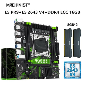 MACHINIST X99 дънна Платка LGA 2011-3 Комплект Xeon E5 2643 V4 CPU Процесор, 16 GB = 2 * 8G DDR4 ECC RAM Памет Комбинирана SATA NVME M. 2 PR9