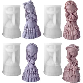 3D Кукла; Декоративна Свещ; Силиконова форма; Принцеса; Ароматерапия; Форма за сапун от гипсова смола; Сватбена украса; Подарък ръчна изработка