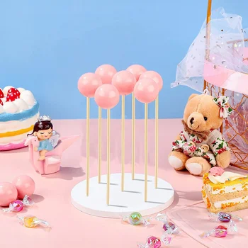 Поставка за торта от 2 теми Титуляр за близалки на 7 дупки, кръгла поставка за бонбони или издънка за сватба, рожден ден