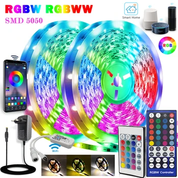 Led лента RGBW RGB 5050 60LEDS/M Гъвкава Водоустойчива Лента Luces WIFI IR Контрол С Алекса Google За Декор на Стаята