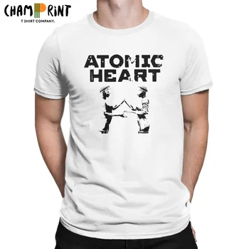 Мъжки тениски Atomic Сърце Забавни тениски от чист памук с къс ръкав, ризи с игри на СССР, Дрехи за екипажа, подарък