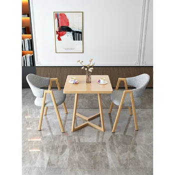 Комбинация от бюрото и стола за преговори, маса за хранене в магазин за чай с мляко, една маса и два стола, малка квадратна масичка