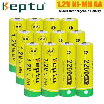 Батерия KEPTU 1.2 V AA Акумулаторна батерия 2200mAh Ni-MH AA Батерия aa батерии тип АА батерии за фенерче с дистанционно Управление и Зарядно устройство 1.2 V