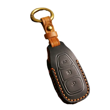 Калъф за ключове от кола, трайно кожен калъф за дистанционно управление на ключовете от колата за Ford Fiesta Focus 3 4 MK3 Универсална съвместимост