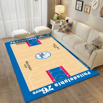 Извънгабаритни подложки за баскетболно игрище NBA, модерни килими за хол с 3D печат, Детска стая, децата играят в пълзене, нескользящий подложка за пода