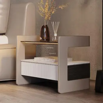 Леки Луксозни Стъклени Шкафчета Италианската Проста Нощно Шкафче За Спалня Модерна, Интелигентна Безжична Зареждане На Малка Странична Масичка Мебели За Дома