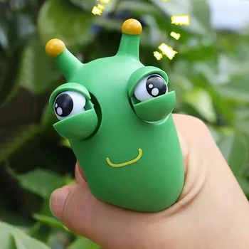 Забавна играчка за изстискване спукването на очната ябълка, Зелена гъсеница за очите, играчки за възрастни и деца, играчки за облекчаване на стреса, Креативна декомпрессионная играчка