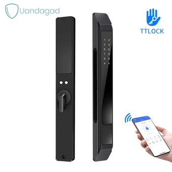 Водоустойчив TTlock APP Fingerprint Password Card Автоматично Заключване От Алуминиева Сплав С Мостово Огранкой За работа на Открито Плъзгащи Врати Push Pull