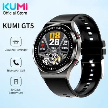 Умен часовник KUMI GT5 RGB за мъже и жени Bluetooth 5,0, За да отговорите на обаждане, монитор на сърдечната честота, следи кръвното налягане, кислород монитор, IP68 водоустойчив