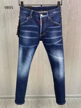 2023 Нов 9895 Мъжки и женски Памук бутик, висококачествени сини дънки за пране, ежедневни дънкови панталони, с Размери 44-54