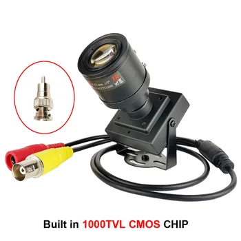 700TVL CCD 6-22 мм варифокальный обектив 1000TVL цветна CMOS камера за видеонаблюдение с адаптер RCA Място за изпреварване на колата