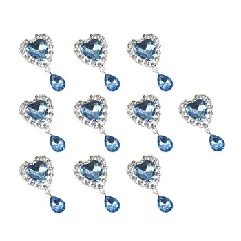 10 бр. Копчета с кристали във формата на сърце с 45 мм x 25 мм, Метални кристали, бижута за направата на сватбени букети, със собствените си ръце, Дрехи, бижута