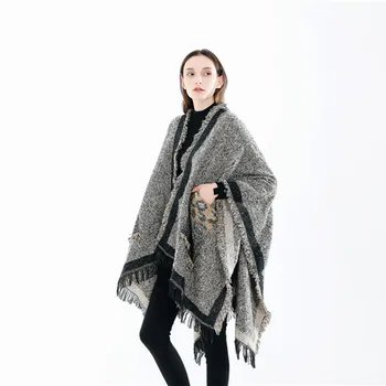 Евро-американски стил, джоб с леопардовым принтом, ресни, Зимна топла шал от изкуствена кашмир