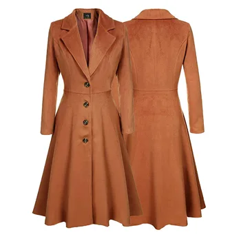 2023 Есенно-зимния ново дамско палто, вълнена с дълъг ръкав, модни и ежедневни ветровка, дамско палто