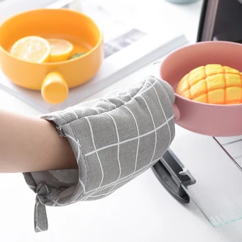 Кухненски ръкавици за печене от памук и лен, ръкавици за микровълнова печка, изолационни ръкавици, които предпазват от изгаряне при висока температура