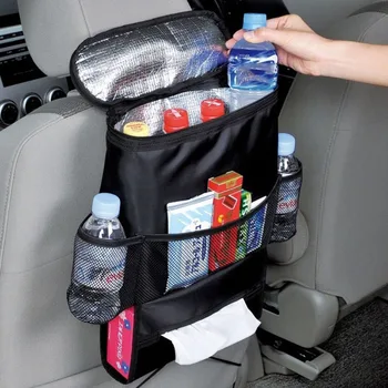 Облегалката на столчето за кола, чанта с множество джобове за лед, Висящ Органайзер, са подбрани кутия за съхранение на Аксесоари за интериора на колата, Черна подреждане, почистване