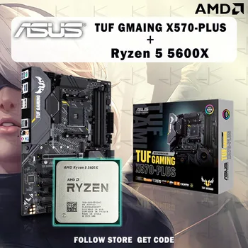 НОВИЯТ ПРОЦЕСОР на AMD Ryzen 5 5600X R5 5600X + ASUS TUF GAMING X570 ПЛЮС дънната Платка на AMD X570 DDR4 с жак AM4, но без охладител