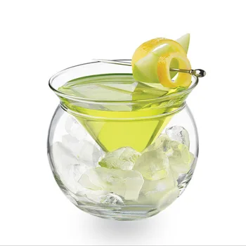 Чаша за Мартини Молекулно коктейл Стъклен правоъгълник с лед, въз основа на креативно стъклена топка