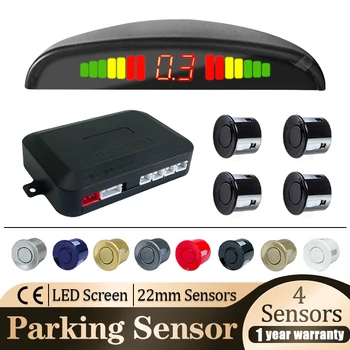 Автомобилен паркинг сензор, паркинг комплект led дисплей 22 мм, 4 Сензора, осветление, Система за обратно гръб радарного наблюдение, 8 цвята, 12