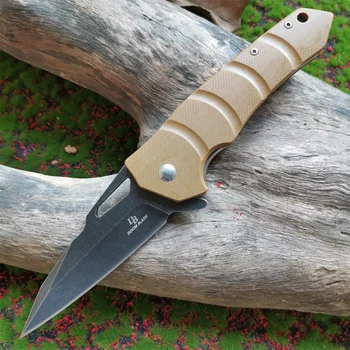 Тактически сгъваем нож от стомана D2 - Ръкохватка G10, сачмен лагер твърдост 60HRC - Къмпинг на открито-Лов, EDC, Джобен Сгъваем нож