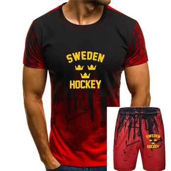 Мъжки t-shirt, лятна тениска на националния отбор на Швеция по хокей на лед, стилна класическа тениска с кръгло деколте, нестандартен, дамски тениска