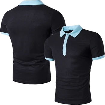 Мъжки потник поло за по-младите, лятна тениска с къс ръкав, контрастен отложной яка, однотонная риза в английски стил