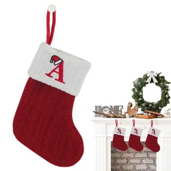 Коледни чорапи, Вязаный Отглеждане с букви във формата на Снежинки, Коледна украса за дома 2023, Украса на Коледна елха, Подарък Навидад Натал 2024