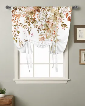Есенни диви цветя Кухня Кратък Прозорец Корниз Джобни завеси Начало декор Спалня Малък прозорец Римските завеси на експозиции