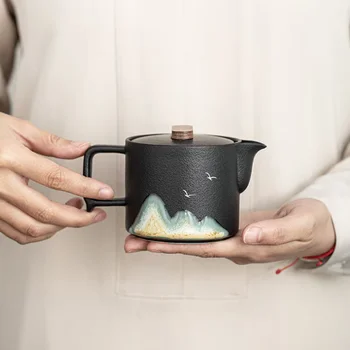 LUWU Ръчно Рисувани Планински Керамични Чайници, Творчески Азиатски Чайник