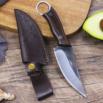 Домакински разделочный нож за Ръчно коване, Нож за рязане на месо, Остър Мясницкий нож, походный нож с калъф за ножове