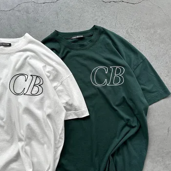 Негабаритная Черна тениска Cole Buxton За Мъже И Жени, на Бродирани Логото на Писмото е 1: 1, Обикновена Тениска От чист Памук, Бели Тениски CB