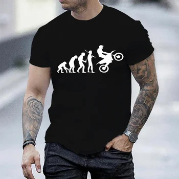 Тениска за мъже Biker Evolution, Мъжки Топ с Кръгло деколте, Ежедневни Облекла, Реколта Спортни Дрехи, тази Тенденция Тениска с къс ръкав